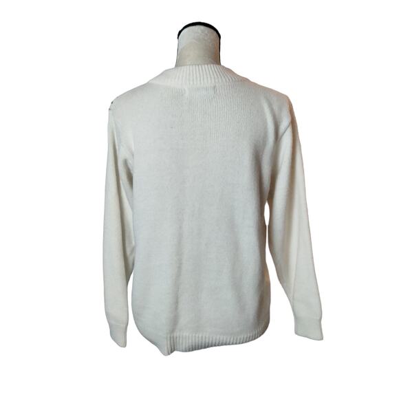 Vintage Alfred Dunner Women Sz M Petite Intricate Cream Rose Embroidered Sweater - Picture 4 of 6